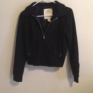 Wet Seal Cropped Black Bomber Jacket